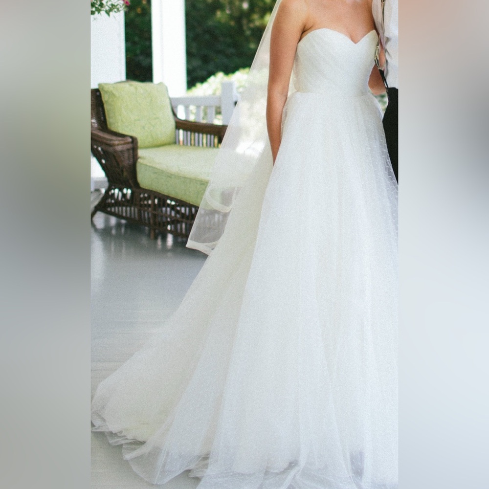 Brand New Strapless Wedding dress ivory dotted tulle RL880 NWT